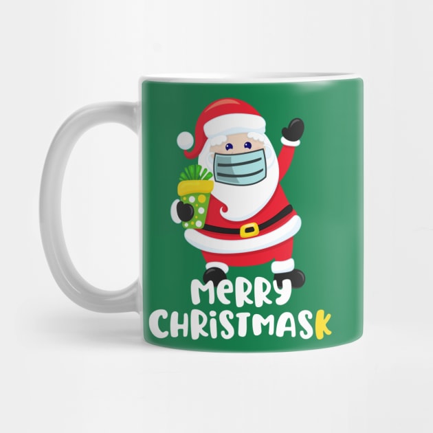 Merry Christmask Santa Wearing Mask Merry Christmas 2020 by CeeGunn